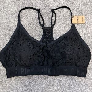 PINK VS Active Ultimate Sports Bra | Black | Medium |Eyelet Lace-Detail | NWT